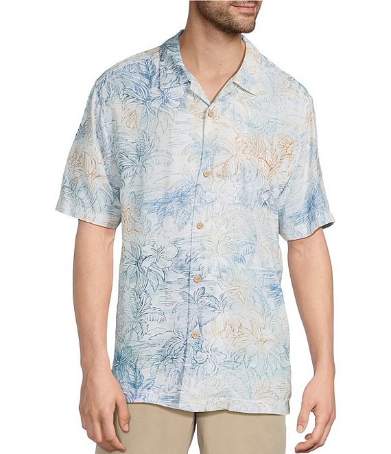 Tommy Bahama Veracruz Cay Short Sleeve Woven Camp Shirt in Bora Bora Blue
