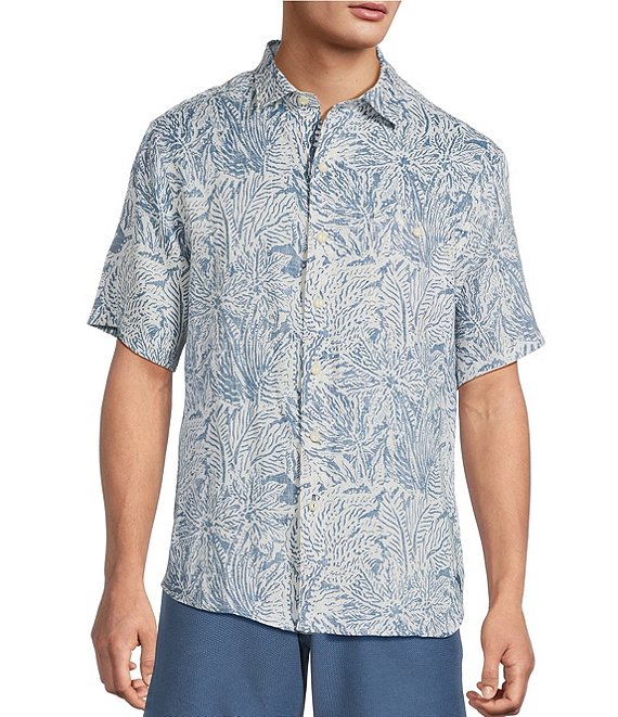 Tommy Bahama Antigo Vines Short Sleeve Woven Sportshirt in Kingfish