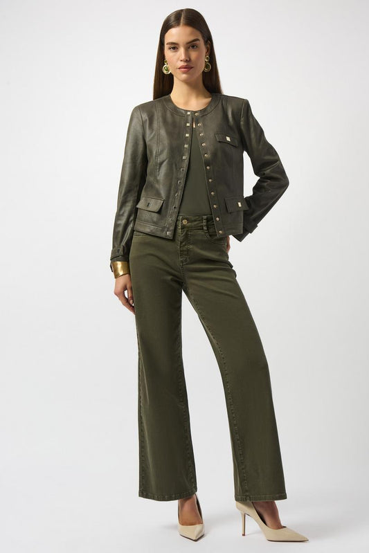 Womens Joseph Ribkoff Faux Suede Fitted Jacket in Avocado