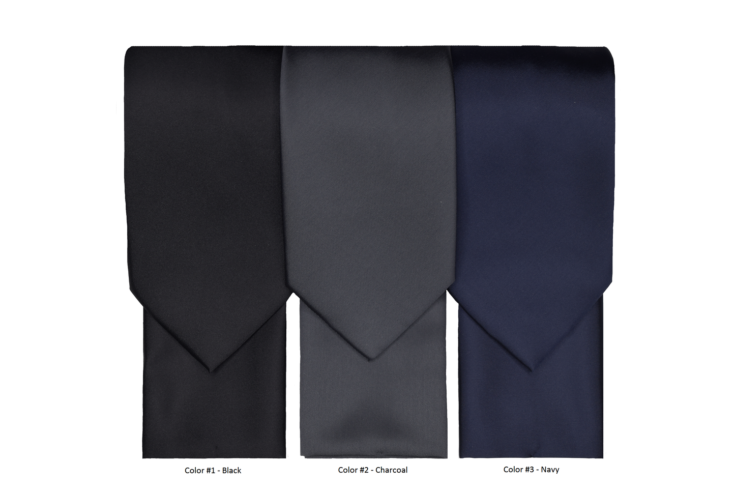 FX Fusion Solid Color Wedding Tie & Pocket Square Set in Black-Regular Length