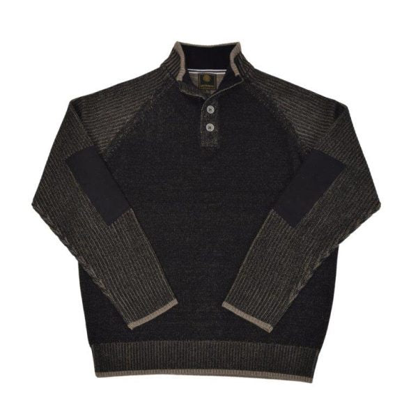 F/X Fusion Plaited Raglan Button Mock in Black