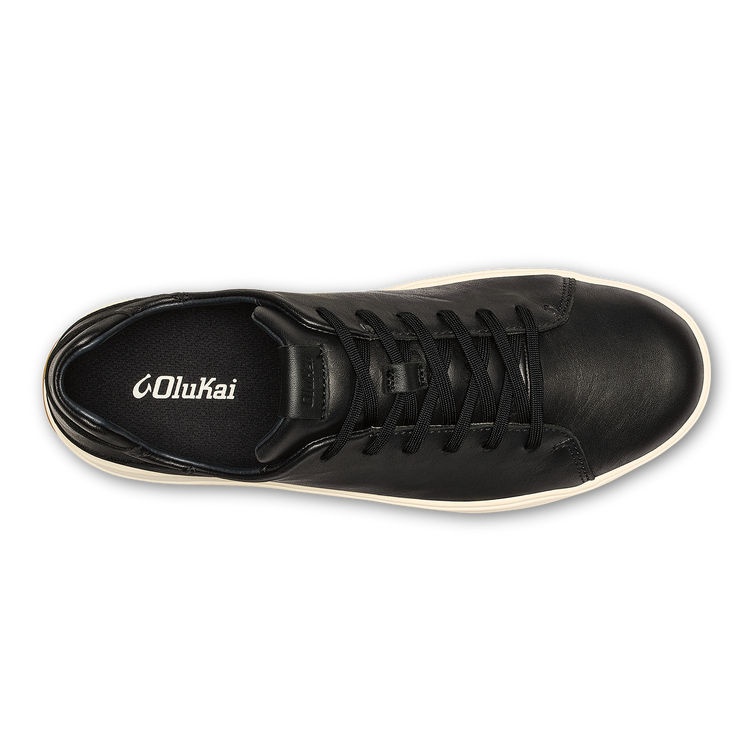 Olukai Mens Lae‘ahi Lī ‘Ili Waterproof Leather Sneaker in Onyx