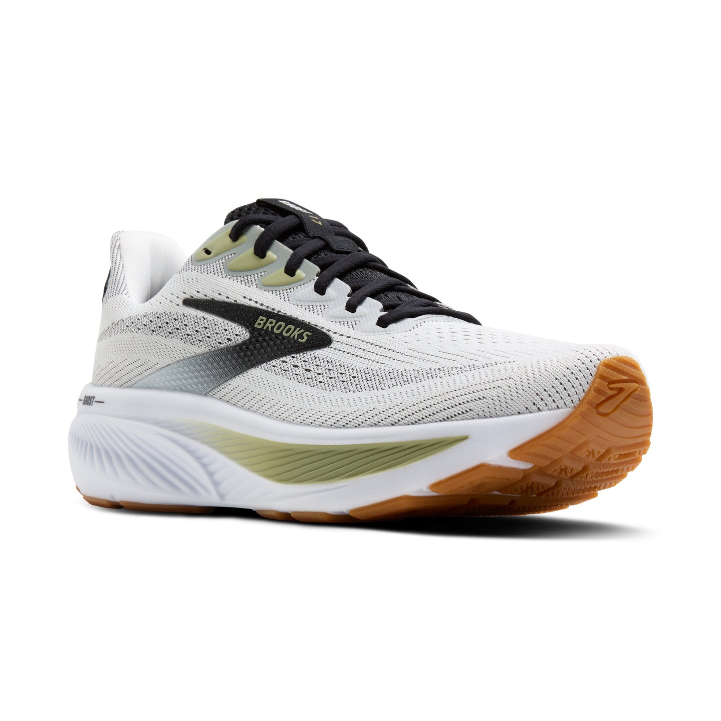 Brooks Mens Ghost 17 Running Shoe in White/Black/Tea