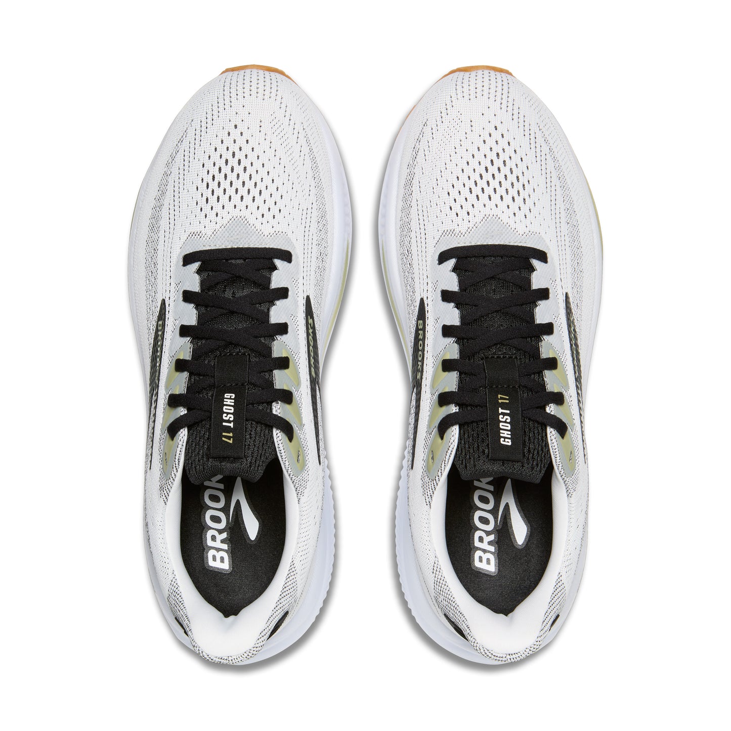 Brooks Mens Ghost 17 Running Shoe in White/Black/Tea