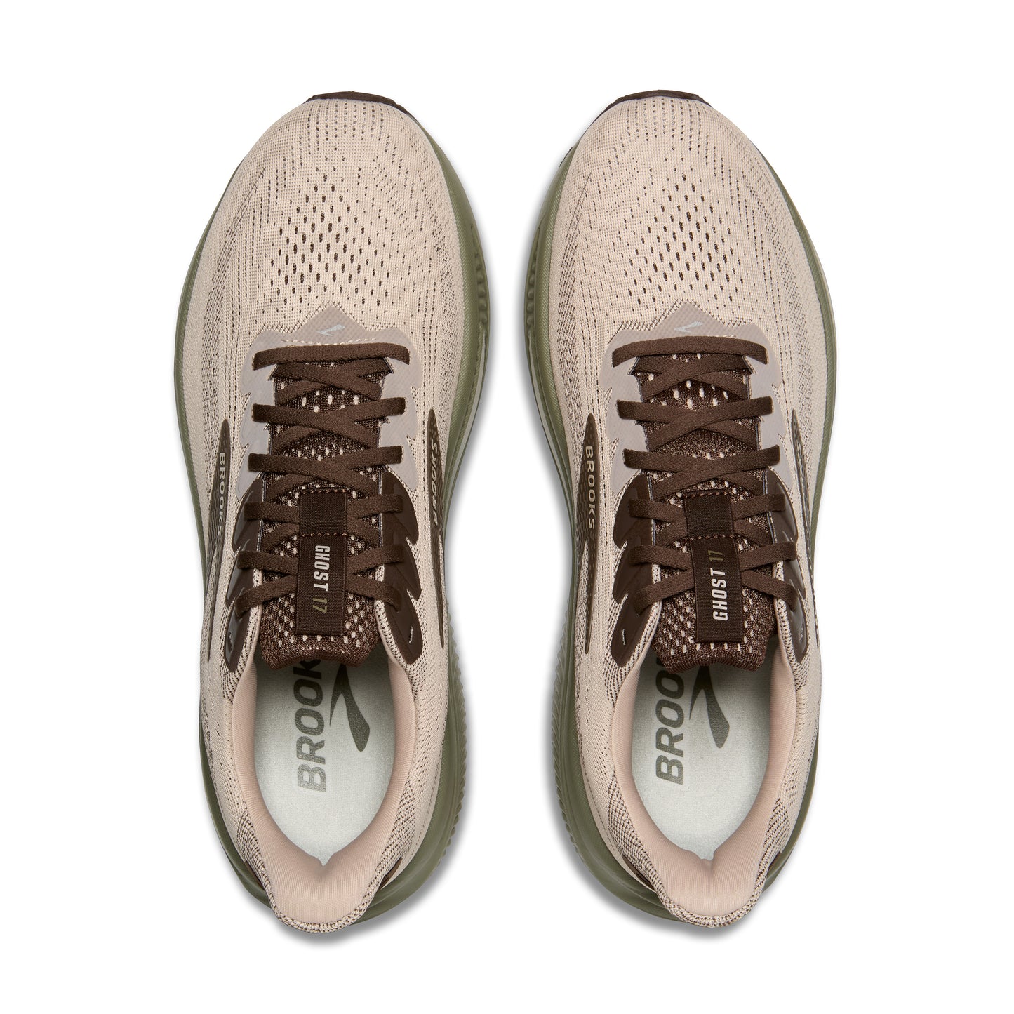 Brooks Mens Ghost 17 Running Shoe in Chateau Grey/Brown/Olive