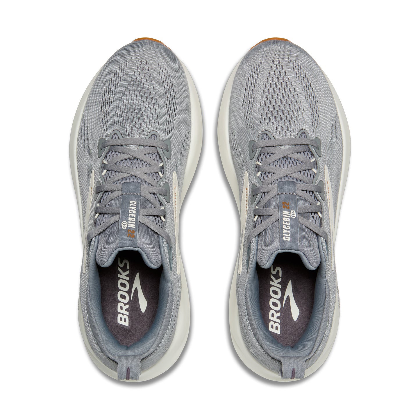 Brooks Mens Glycerin 22 Running Shoe in Primer Grey/Grey/Honey Ginger