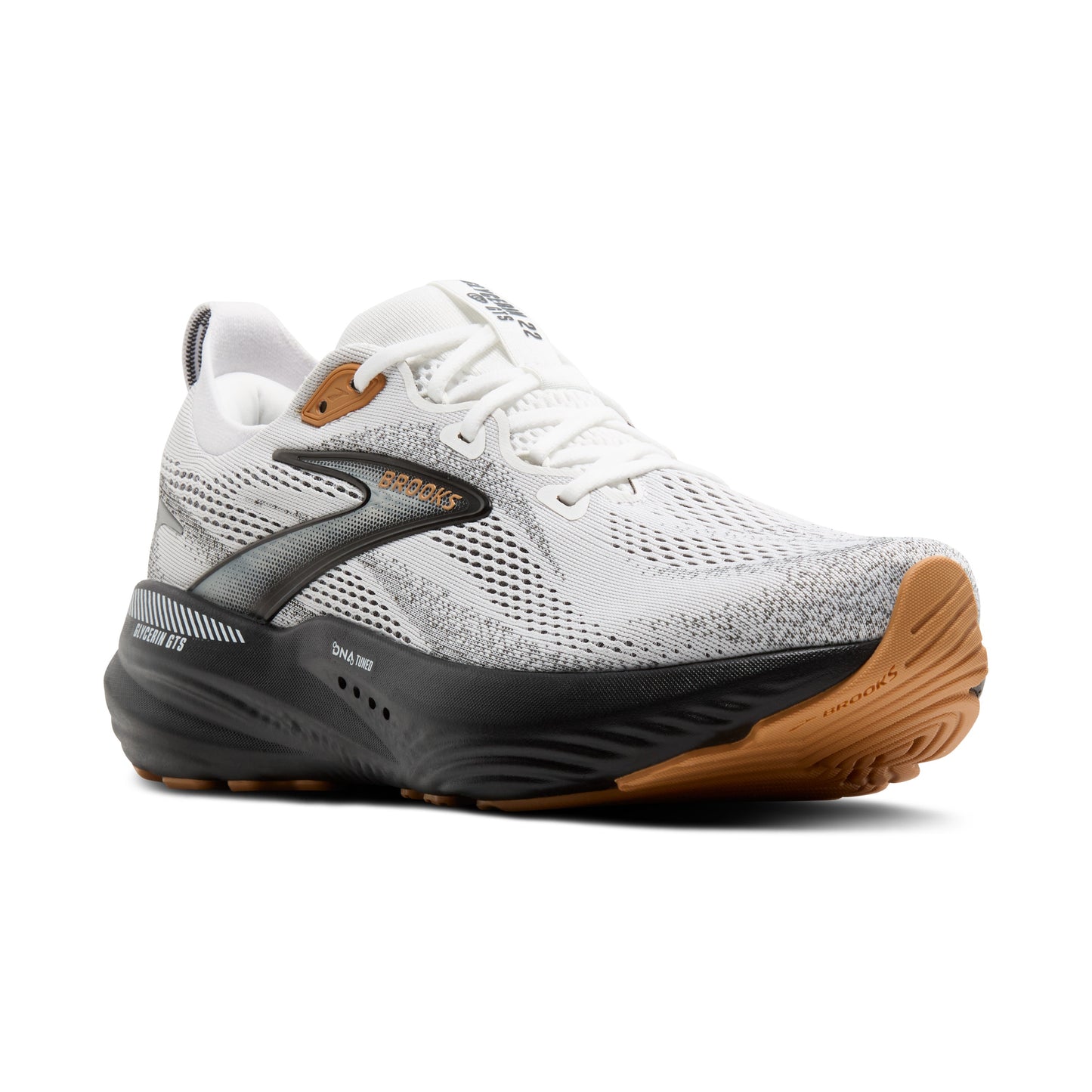 Brooks Mens Glycerin GTS 22 Running Shoe in White/Grey/Black