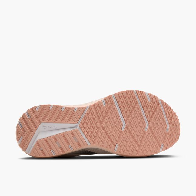 Womens Brooks Revel 7 Road Running Shoe in Oyster/White/Tropical Peach