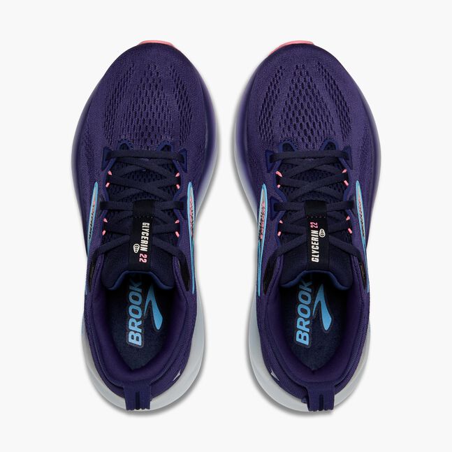 Womens Brooks Glycerin 22 Running Shoe in Blue Ribbon/Peacoat/Dianthus