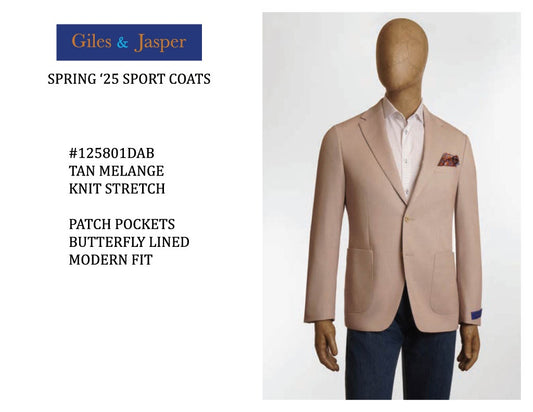 Giles and Jasper Knit Sportcoat in Tan Melange