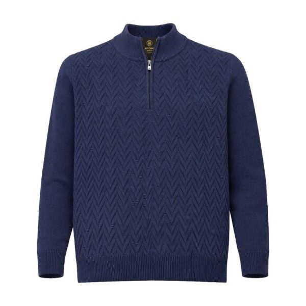 F/X Fusion Textural Quarter Zip Sweater in Cobalt