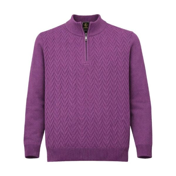 F/X Fusion Textural Quarter Zip Sweater in Mulberry