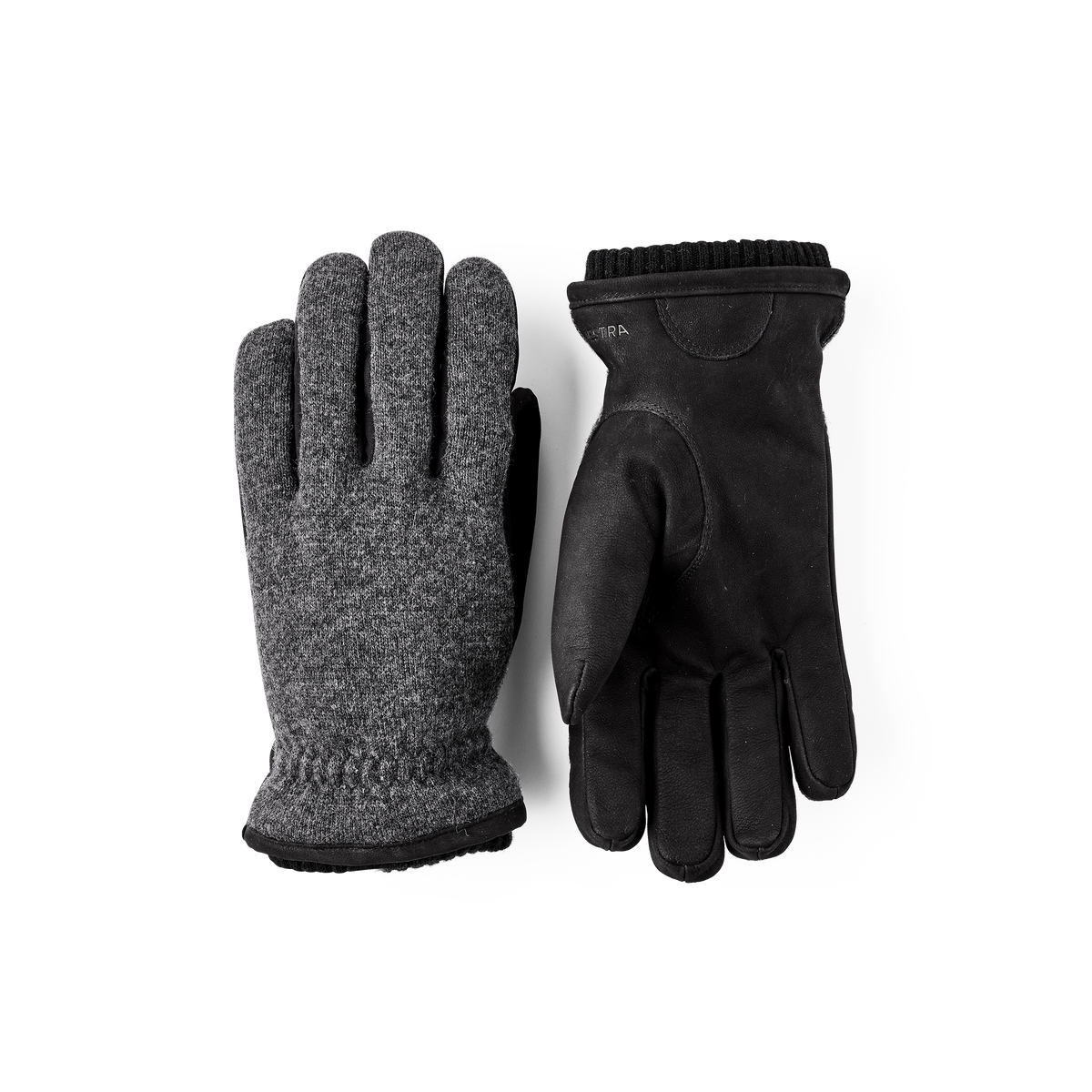 Hestra Mens Noah Leather/Wool Gloves in Charcoal/Black