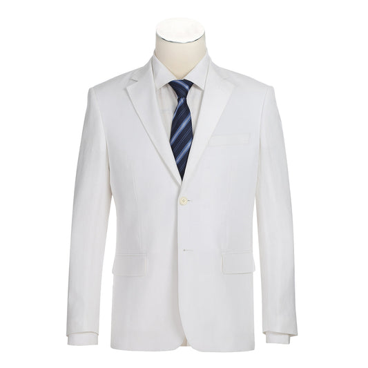 Pellegio Slim Fit Checked Linen Suit in White