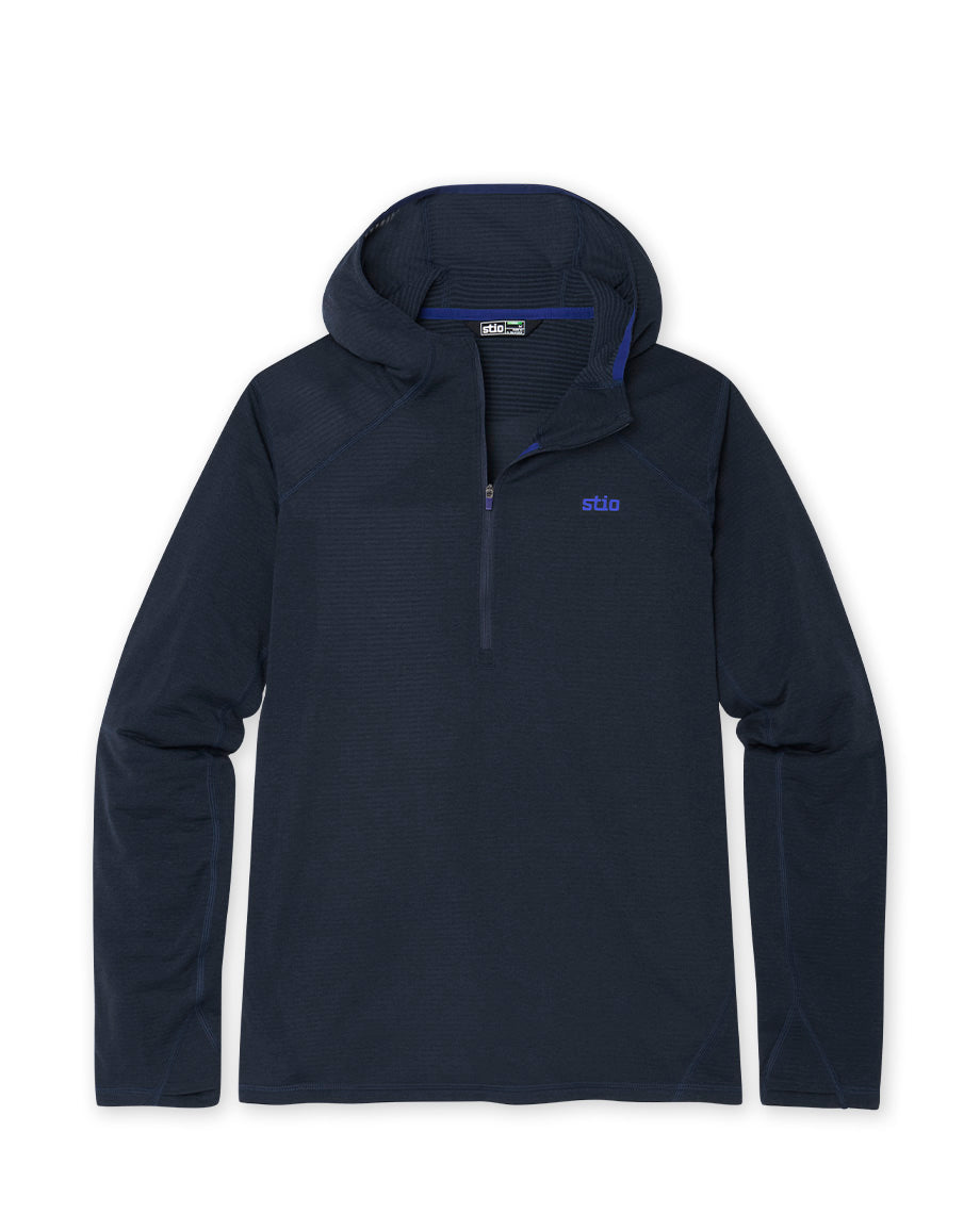 Stio Mens Trax Power Grid Half Zip Hoodie in Mountain Shadow