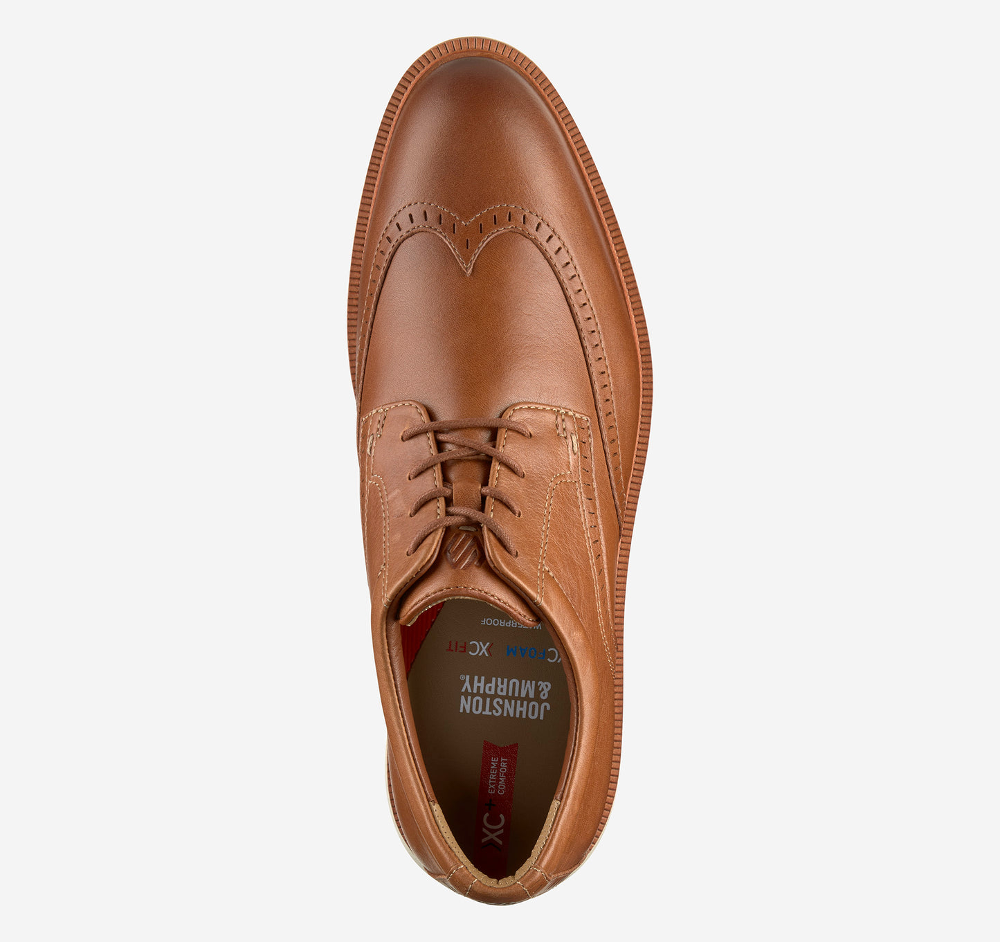 Johnston & Murphy XC+ Parker Wingtip in Tan Waterproof Full Grain