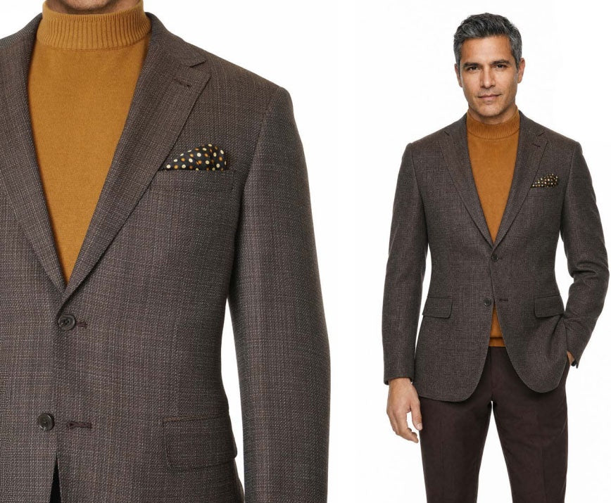 Giles and Jasper Wool Sportcoat in Brown Basketweave