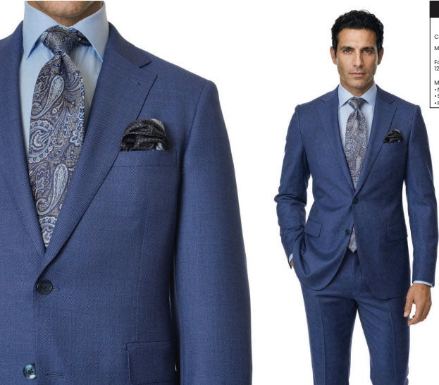 Giles & Jasper Super 120's wool Suit in Blue Birdseye