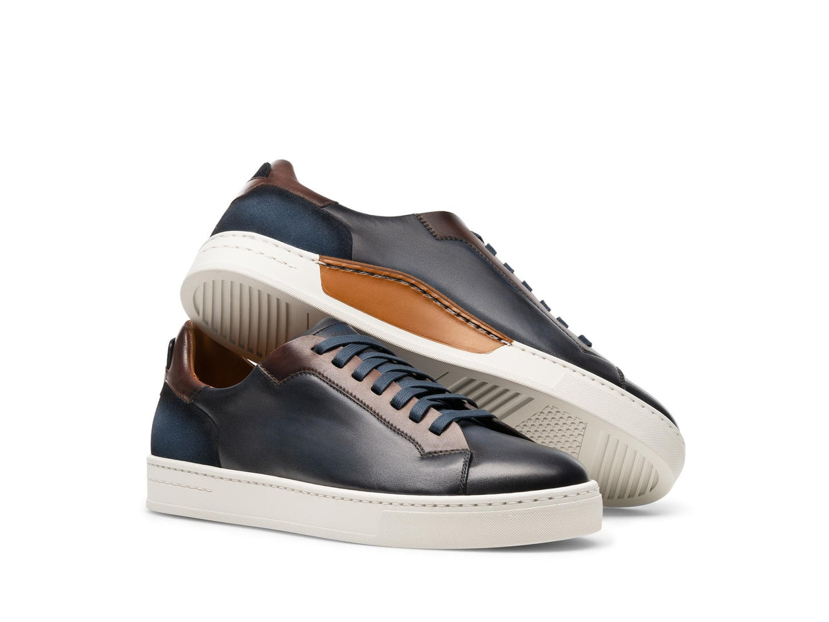 Magnanni Amadeo Lop Top Leather Sneaker in Navy/Brown