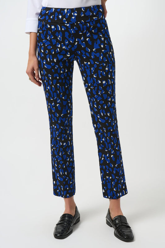 Womens Joseph Ribkoff Millenium Print Straight Leg Pant in Black/Royal