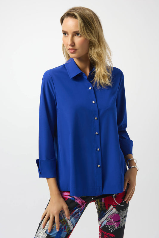 Womens Joseph Ribkoff Classic Button Closure Shirt in Royal Sapphire