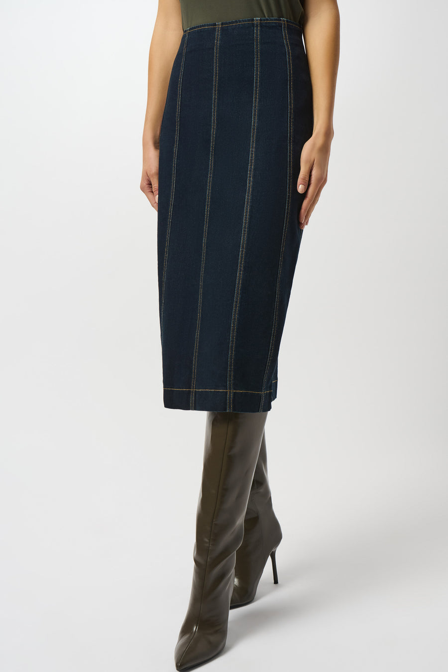 Womens Joseph Ribkoff Stitch Detail Denim Skirt in Indigo
