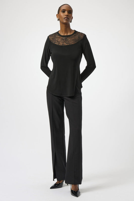 Joseph Ribkoff Chic Embroidered Pullover in Black