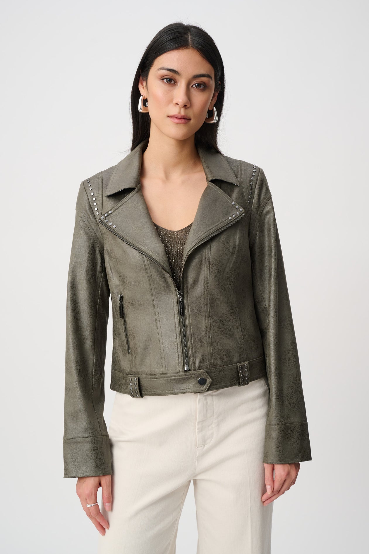 Womens Joseph Ribkoff Biker Jacket in Avocado