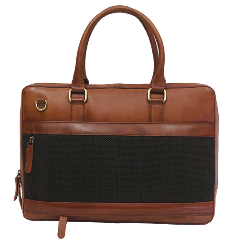 Boconi Darius Slim Laptop Briefcase in Cognac