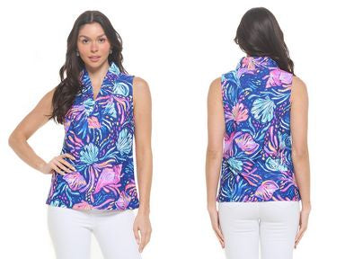 Womens Aryeh Evelyn Ruffle Neck Top in Navy