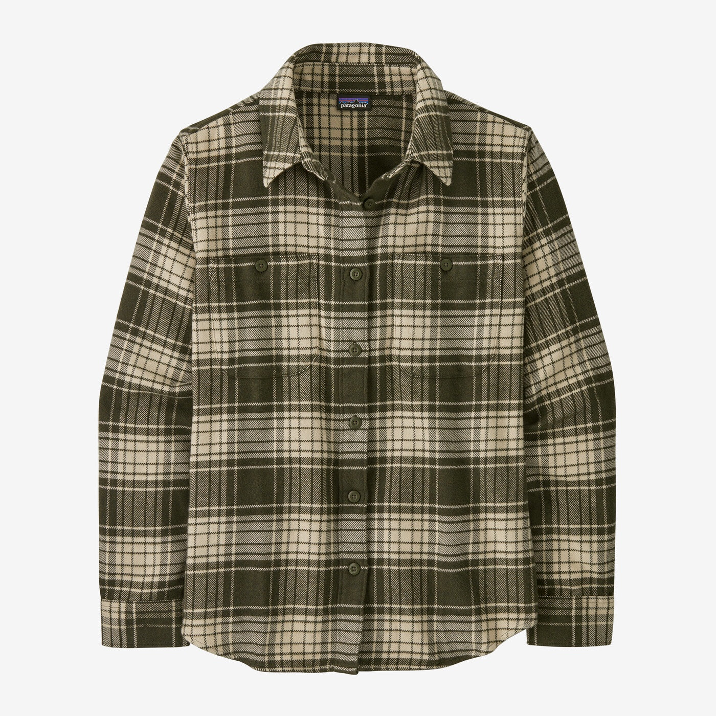 Womens Patagonia Fjord Flannel Shirt in Cascade: Pine Needle Green