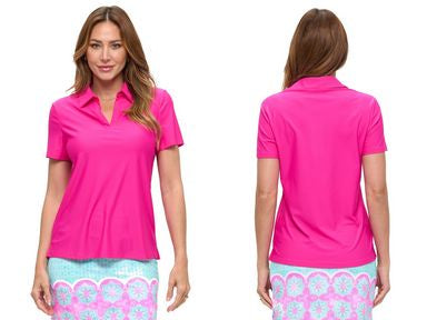 Womens Aryeh Teresa Polo Top in Hot Pink