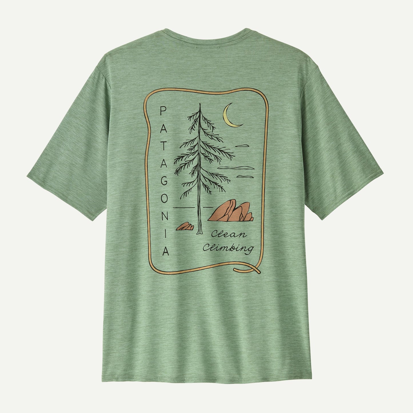 Patagonia Mens Cap Cool Daily Graphic Lands SS Shirt in Clean Climb Roots: Ellwood Green X-Dye