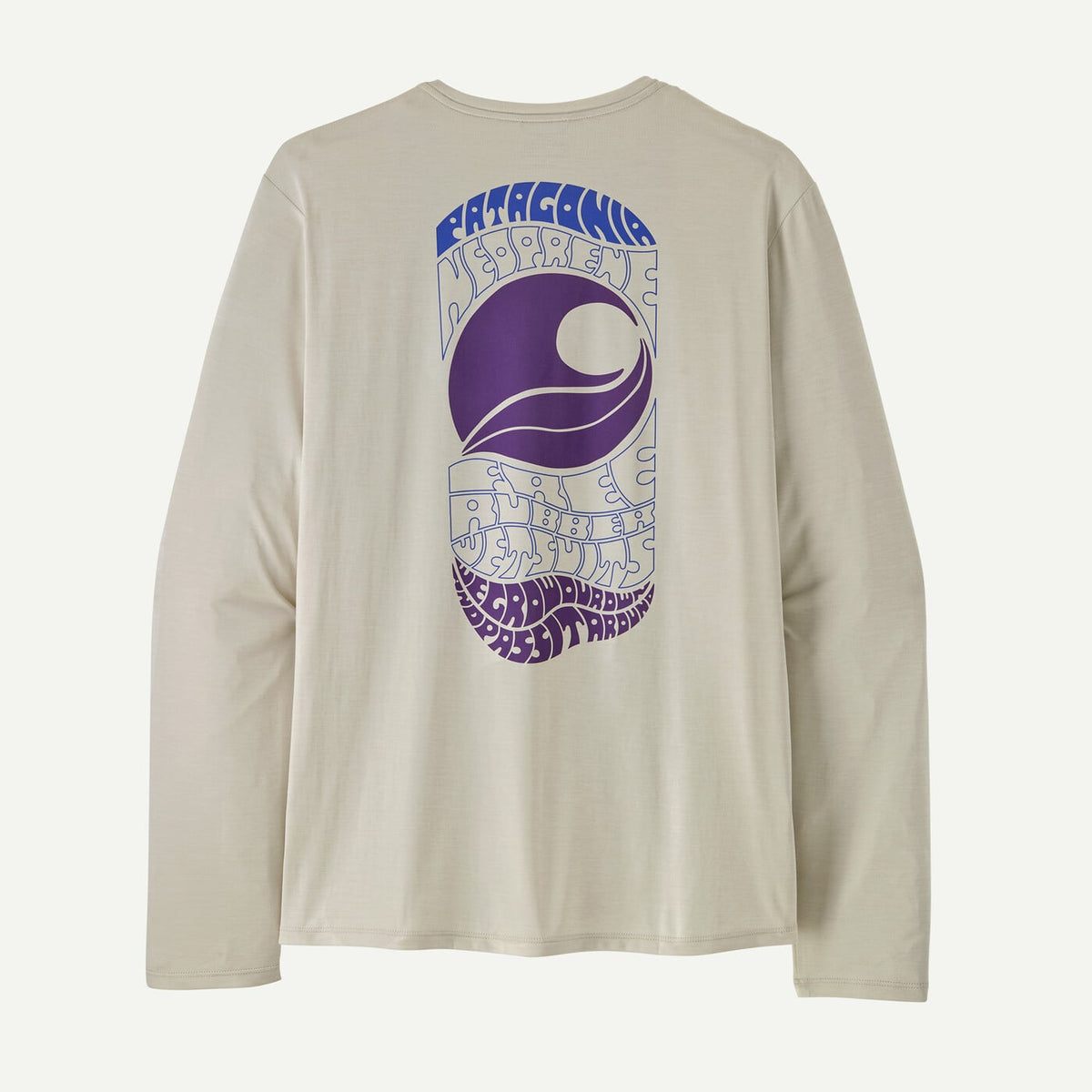 Patagonia Mens Long Sleeve Cap Cool Daily Shirt in Pass it Around: Dyno White