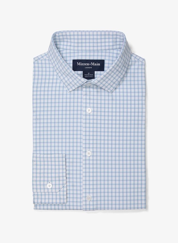 Mizzen + Main Leeward Trim Fit No Tuck Sport Shirt in Light Blue Adam