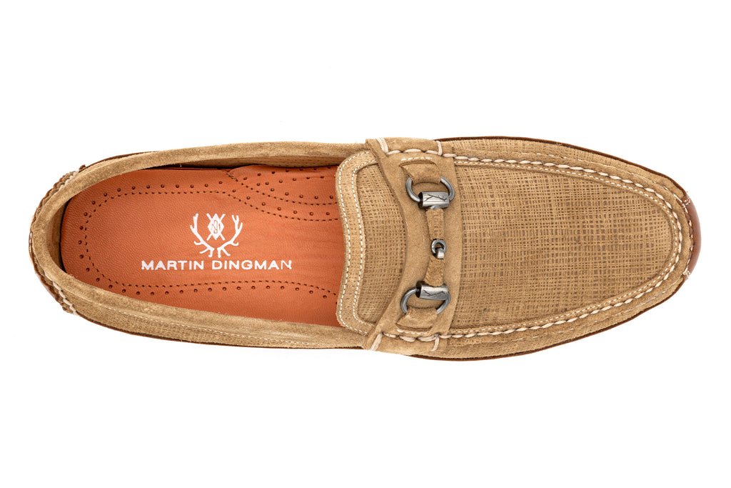 Martin Dingman Monte Carlo Suede Horse Bit Loafer in Khaki