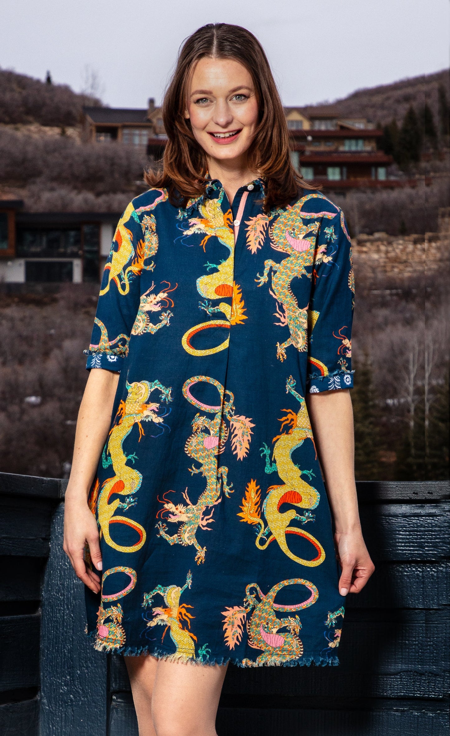 Womens Dizzie Lizzie Dragon Chatham Dress in Navy