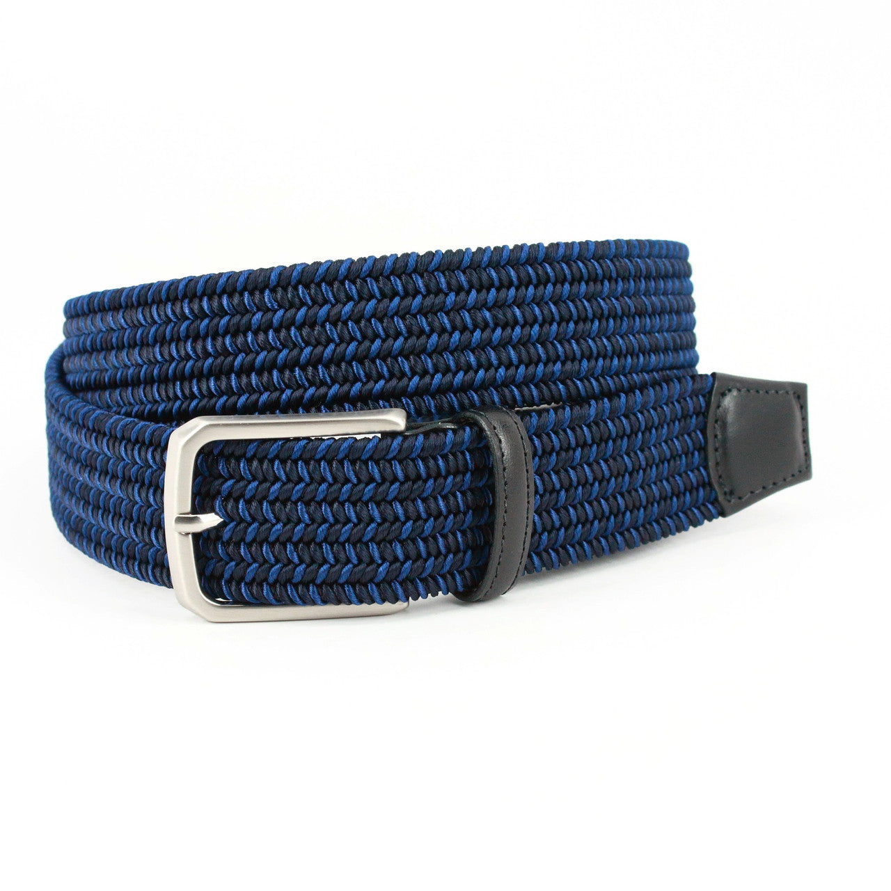 Torino Belts Italian Woven Elastic Belt in Navy