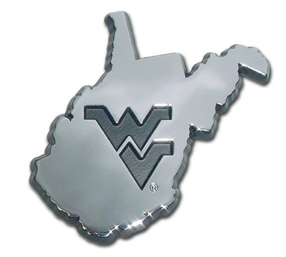 WVU Chrome Auto Emblem State Outline