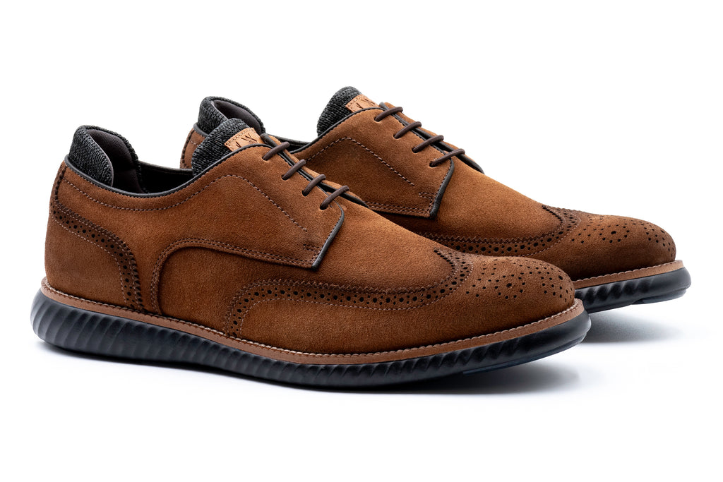 Martin Dingman Countryaire Suede Wingtip in French Roast