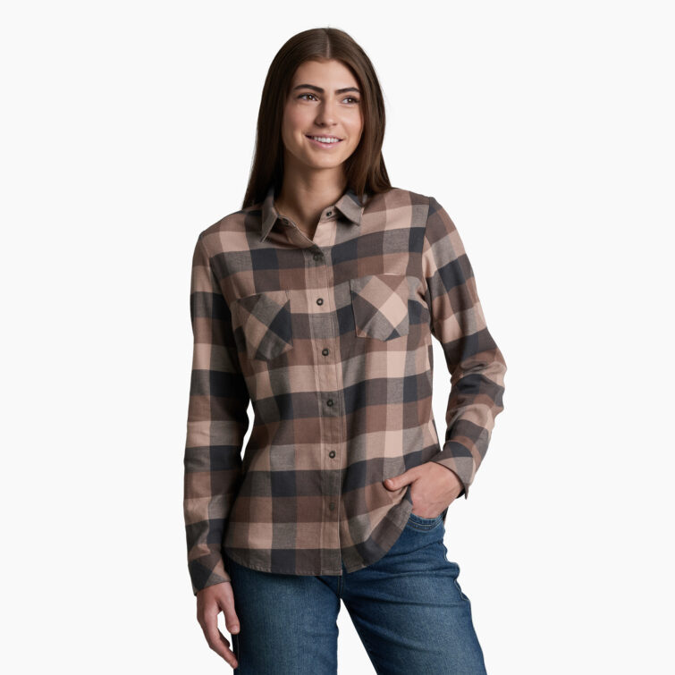 Womens Kuhl Darcy Flannel Shirt in Coffee