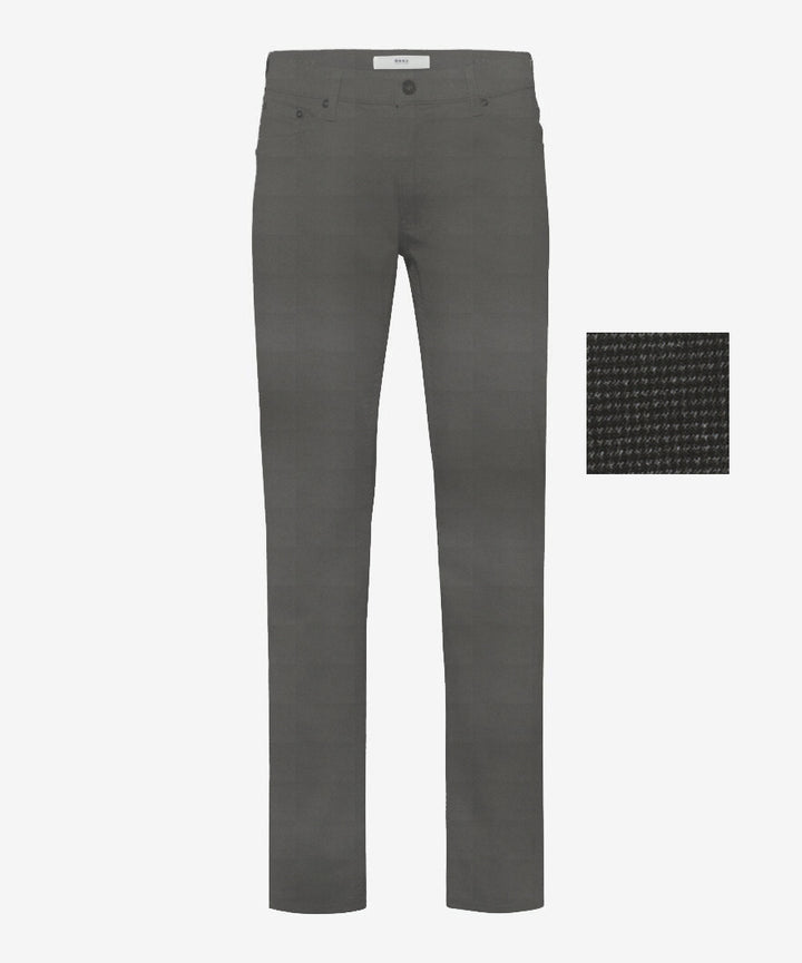 Brax Chuck J Hi Flex Printed 5 Pocket Pant in Dark Grey