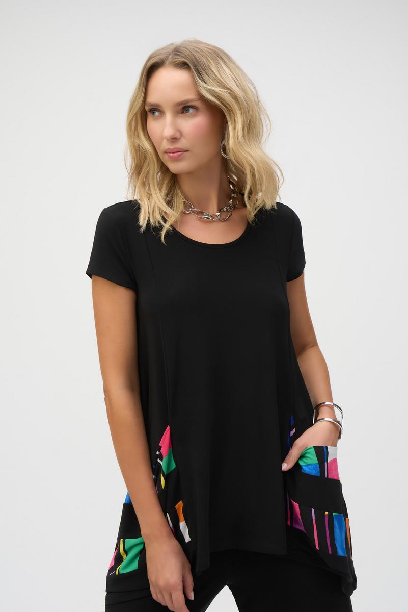 Womens Joseph Ribkoff Casual Color-Blocked Pullover in Black/Multi