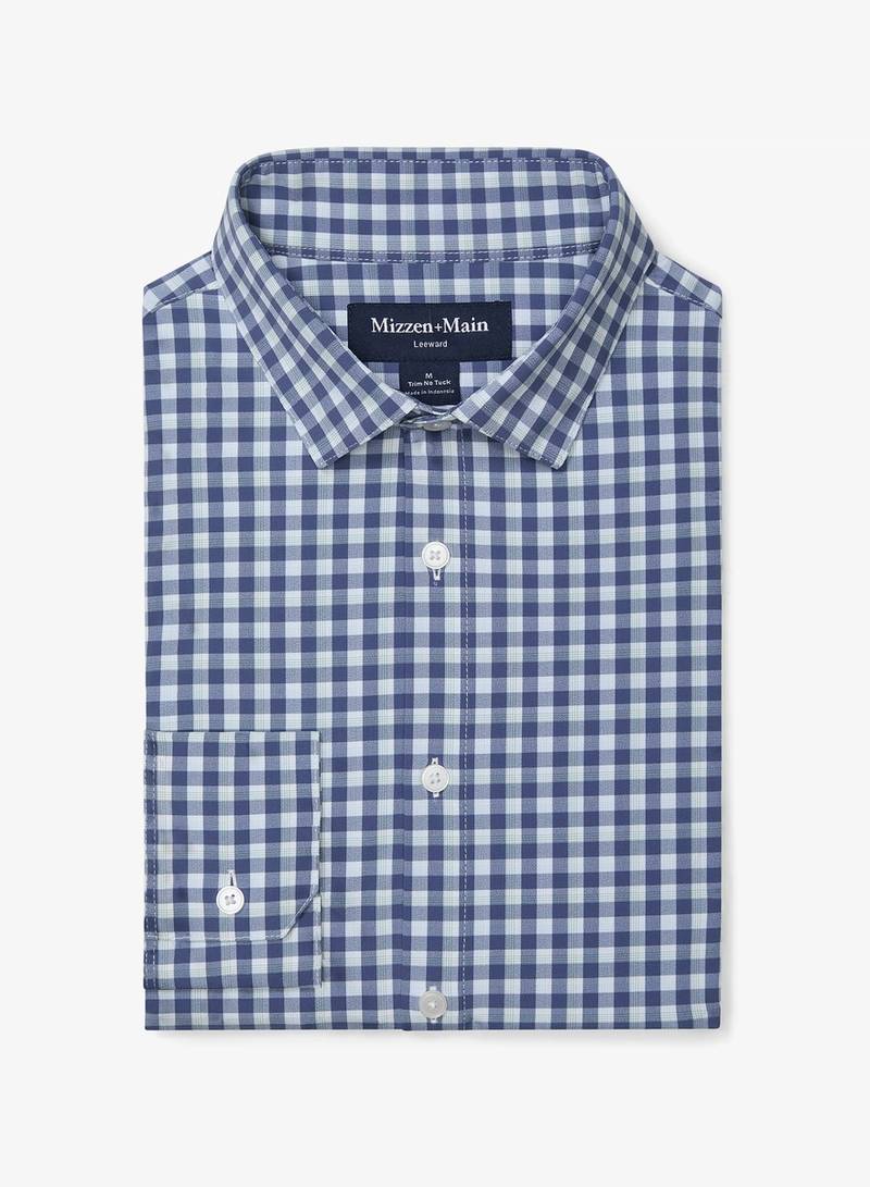 Mizzen + Main Leeward Trim Fit No Tuck Short Sleeve Sportshirt in Coastal Fjord Todos Plaid