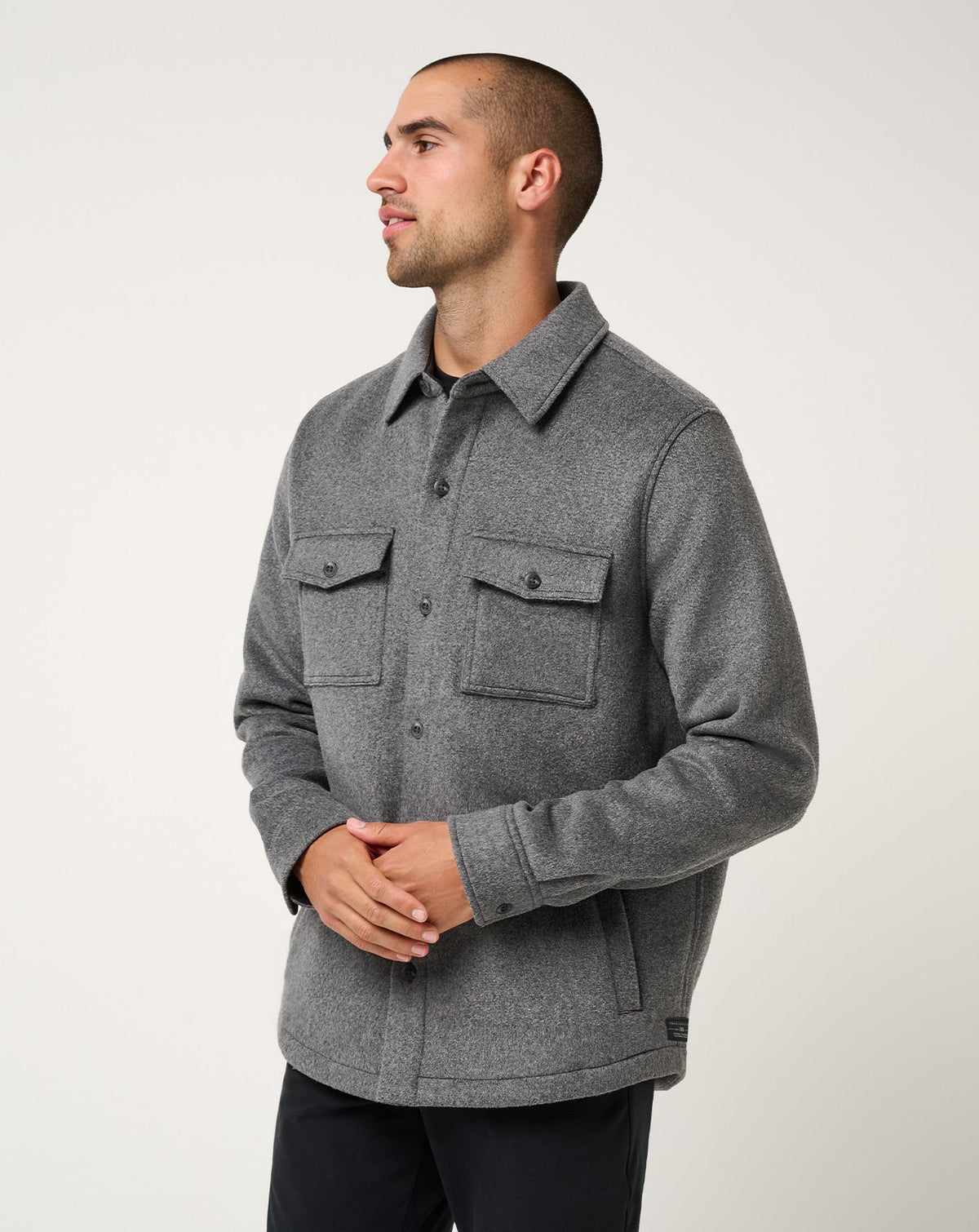 Travis Mathew Social Club Brushed Shirt Jacket in Dark Grey