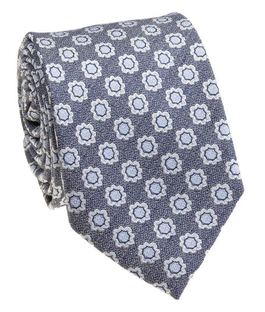 Pacific Silk 100% Silk Necktie in Light Navy Clip Pattern