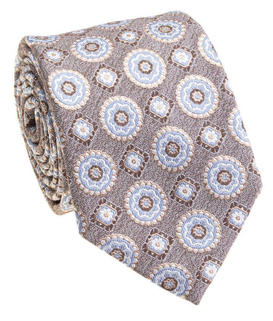Pacific Silk 100% Silk Necktie in Light Brown Clip Pattern