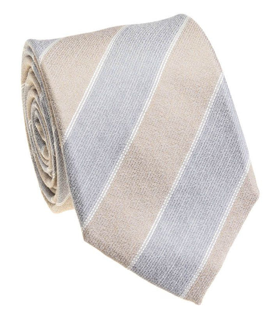 Pacific Silk 100% Silk Necktie in Ecru Diagonal Stripe