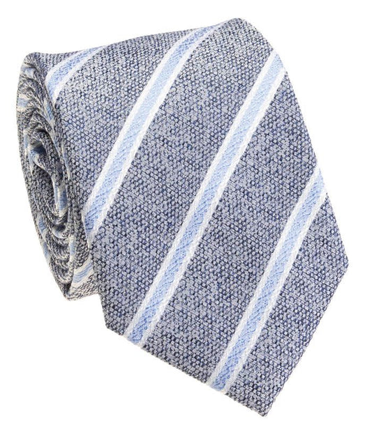 Pacific Silk 100% Silk Necktie in Blue/Navy Diagonal Stripe
