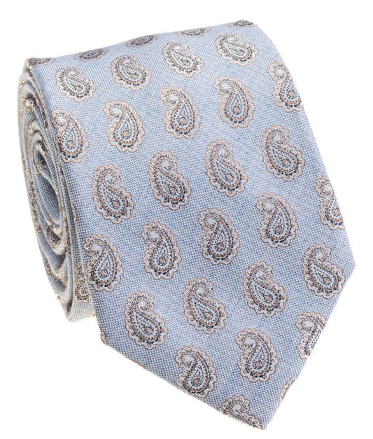Pacific Silk 100% Silk Necktie in Light Blue Clip Pattern